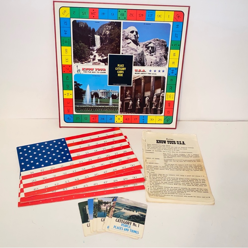 Vintage 1971 Amway Know Your USA Board Game Replacement Pieces